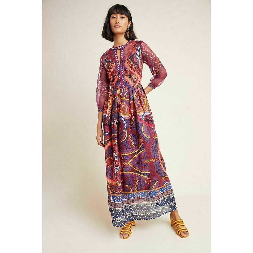 NEW Anthropologie Maren Embroidered Maxi Dress ~ Size 4